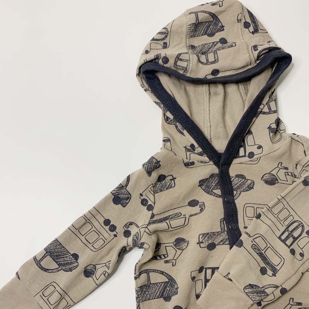 3M Beige Carters Cars & Buses Hooded Onesie